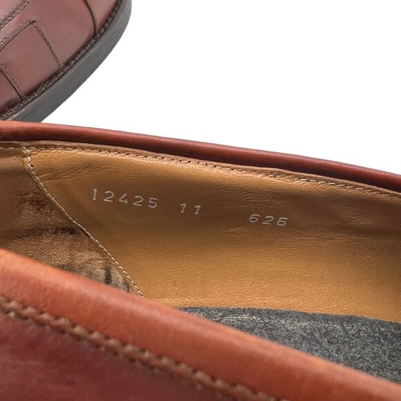 Michael Toschi Mens 11 M Loafer Slip On Brown Kidskin Italy - Picture 8 of 9